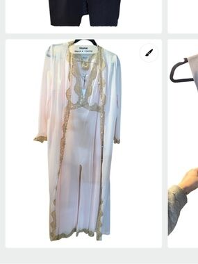 Vintage Emilio Pucci Sheer Pink Long Robe and Chemise jumpsuit  with Gold Lace